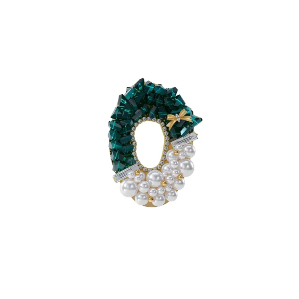 Halobrooch Emerald Pearl Wreath Brooch Main View
