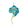 Blue silk flower petal brooch with gold edges