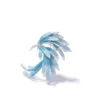 Ice Blue Feather Brooch Side View Side view of an ice blue feather brooch with swirling wing design