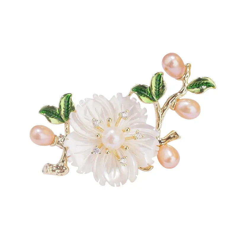 White Blossom Branch Brooch | Elegant Floral Pin